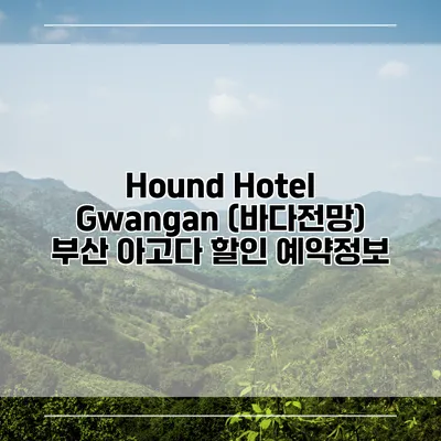 Hound Hotel Gwangan (바다전망) 부산 아고다 할인 예약정보