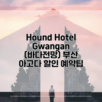 Hound Hotel Gwangan (바다전망) 부산 아고다 할인 예약팁