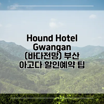 Hound Hotel Gwangan (바다전망) 부산 아고다 할인예약 팁