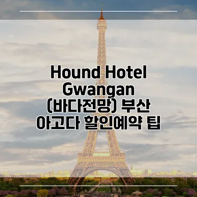 Hound Hotel Gwangan (바다전망) 부산 아고다 할인예약 팁