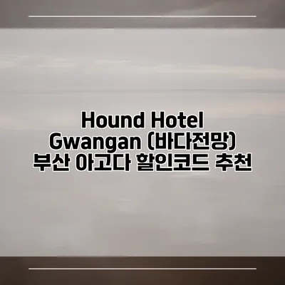 Hound Hotel Gwangan (바다전망) 부산 아고다 할인코드 추천