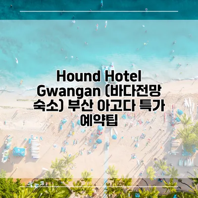 Hound Hotel Gwangan (바다전망 숙소) 부산 아고다 특가 예약팁