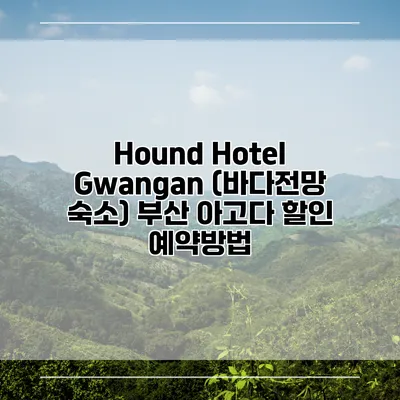 Hound Hotel Gwangan (바다전망 숙소) 부산 아고다 할인 예약방법
