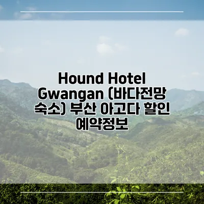 Hound Hotel Gwangan (바다전망 숙소) 부산 아고다 할인 예약정보