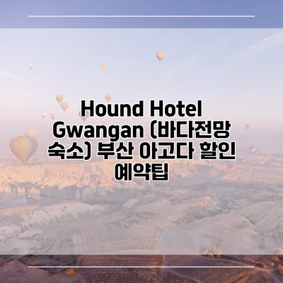 Hound Hotel Gwangan (바다전망 숙소) 부산 아고다 할인 예약팁