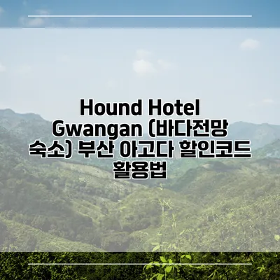 Hound Hotel Gwangan (바다전망 숙소) 부산 아고다 할인코드 활용법