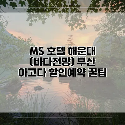 MS 호텔 해운대 (바다전망) 부산 아고다 할인예약 꿀팁