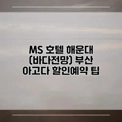 MS 호텔 해운대 (바다전망) 부산 아고다 할인예약 팁