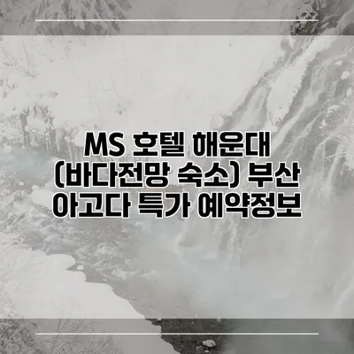 MS 호텔 해운대 (바다전망 숙소) 부산 아고다 특가 예약정보