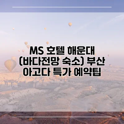 MS 호텔 해운대 (바다전망 숙소) 부산 아고다 특가 예약팁