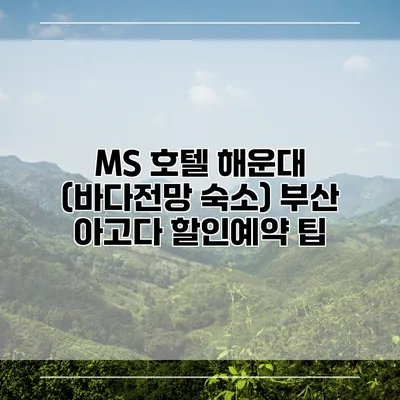 MS 호텔 해운대 (바다전망 숙소) 부산 아고다 할인예약 팁