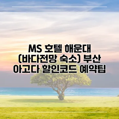 MS 호텔 해운대 (바다전망 숙소) 부산 아고다 할인코드 예약팁