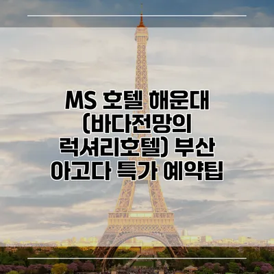 MS 호텔 해운대 (바다전망의 럭셔리호텔) 부산 아고다 특가 예약팁