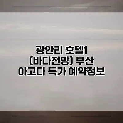 광안리 호텔1 (바다전망) 부산 아고다 특가 예약정보