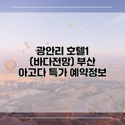 광안리 호텔1 (바다전망) 부산 아고다 특가 예약정보