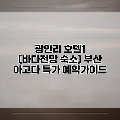 광안리 호텔1 (바다전망 숙소) 부산 아고다 특가 예약가이드