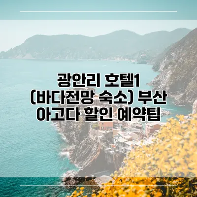 광안리 호텔1 (바다전망 숙소) 부산 아고다 할인 예약팁