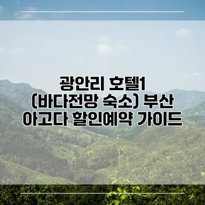 광안리 호텔1 (바다전망 숙소) 부산 아고다 할인예약 가이드