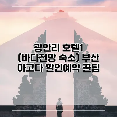 광안리 호텔1 (바다전망 숙소) 부산 아고다 할인예약 꿀팁