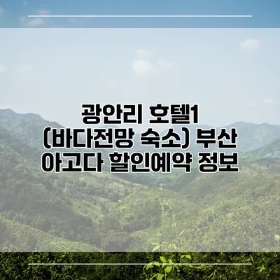광안리 호텔1 (바다전망 숙소) 부산 아고다 할인예약 정보