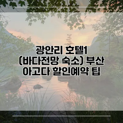 광안리 호텔1 (바다전망 숙소) 부산 아고다 할인예약 팁