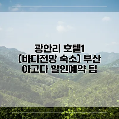 광안리 호텔1 (바다전망 숙소) 부산 아고다 할인예약 팁