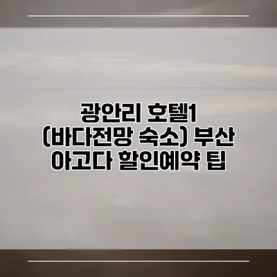 광안리 호텔1 (바다전망 숙소) 부산 아고다 할인예약 팁