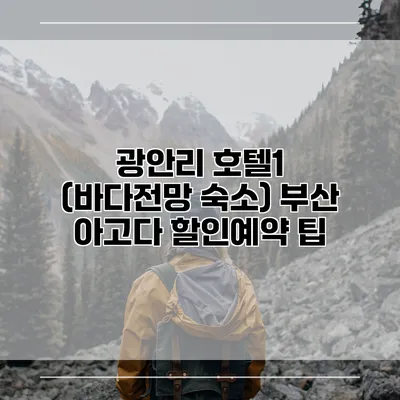 광안리 호텔1 (바다전망 숙소) 부산 아고다 할인예약 팁