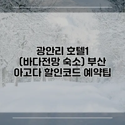 광안리 호텔1 (바다전망 숙소) 부산 아고다 할인코드 예약팁