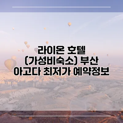 라이온 호텔 (가성비숙소) 부산 아고다 최저가 예약정보