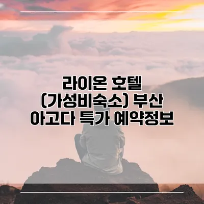 라이온 호텔 (가성비숙소) 부산 아고다 특가 예약정보