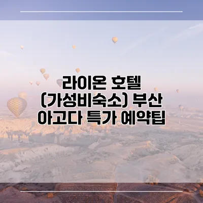 라이온 호텔 (가성비숙소) 부산 아고다 특가 예약팁