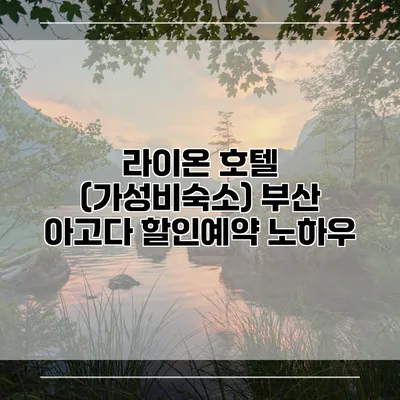 라이온 호텔 (가성비숙소) 부산 아고다 할인예약 노하우