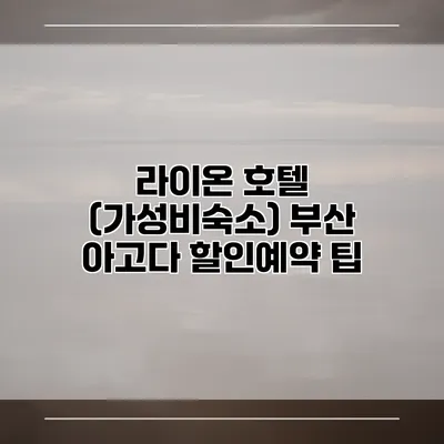 라이온 호텔 (가성비숙소) 부산 아고다 할인예약 팁