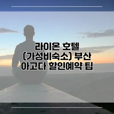 라이온 호텔 (가성비숙소) 부산 아고다 할인예약 팁