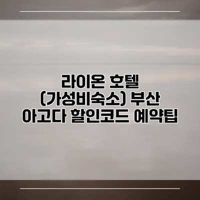 라이온 호텔 (가성비숙소) 부산 아고다 할인코드 예약팁