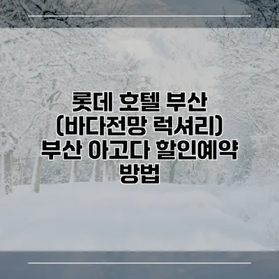 롯데 호텔 부산 (바다전망 럭셔리) 부산 아고다 할인예약 방법