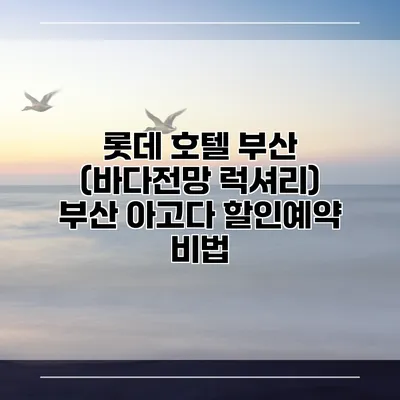 롯데 호텔 부산 (바다전망 럭셔리) 부산 아고다 할인예약 비법