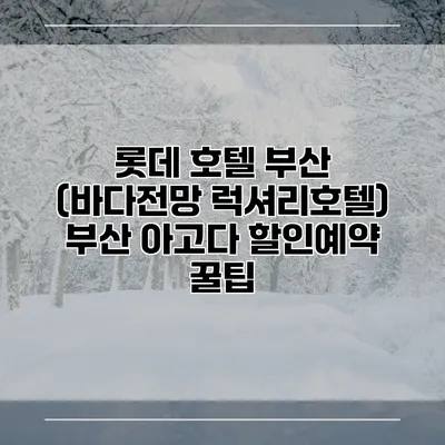 롯데 호텔 부산 (바다전망 럭셔리호텔) 부산 아고다 할인예약 꿀팁