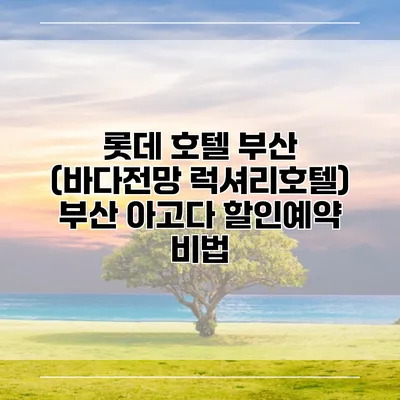 롯데 호텔 부산 (바다전망 럭셔리호텔) 부산 아고다 할인예약 비법