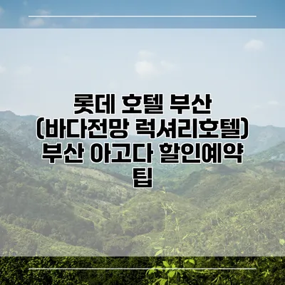 롯데 호텔 부산 (바다전망 럭셔리호텔) 부산 아고다 할인예약 팁