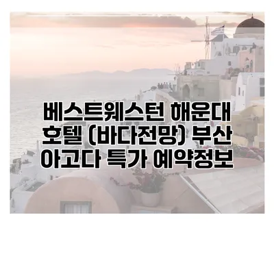 베스트웨스턴 해운대 호텔 (바다전망) 부산 아고다 특가 예약정보