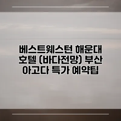 베스트웨스턴 해운대 호텔 (바다전망) 부산 아고다 특가 예약팁