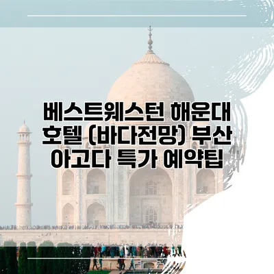 베스트웨스턴 해운대 호텔 (바다전망) 부산 아고다 특가 예약팁
