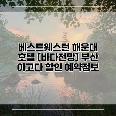 베스트웨스턴 해운대 호텔 (바다전망) 부산 아고다 할인 예약정보