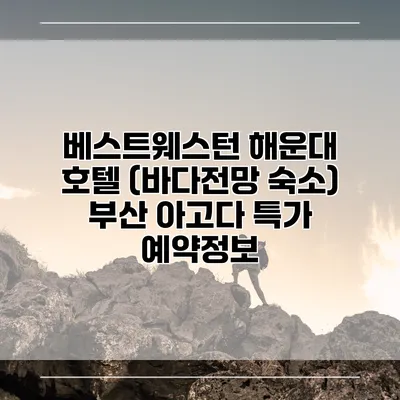 베스트웨스턴 해운대 호텔 (바다전망 숙소) 부산 아고다 특가 예약정보