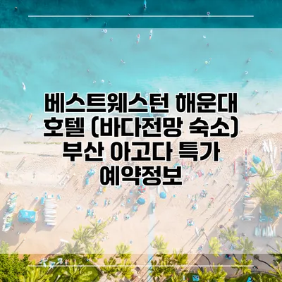 베스트웨스턴 해운대 호텔 (바다전망 숙소) 부산 아고다 특가 예약정보