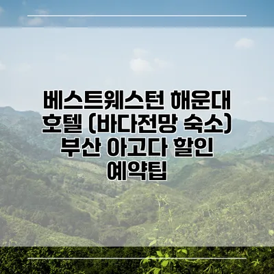베스트웨스턴 해운대 호텔 (바다전망 숙소) 부산 아고다 할인 예약팁