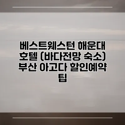 베스트웨스턴 해운대 호텔 (바다전망 숙소) 부산 아고다 할인예약 팁