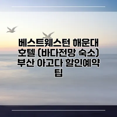베스트웨스턴 해운대 호텔 (바다전망 숙소) 부산 아고다 할인예약 팁